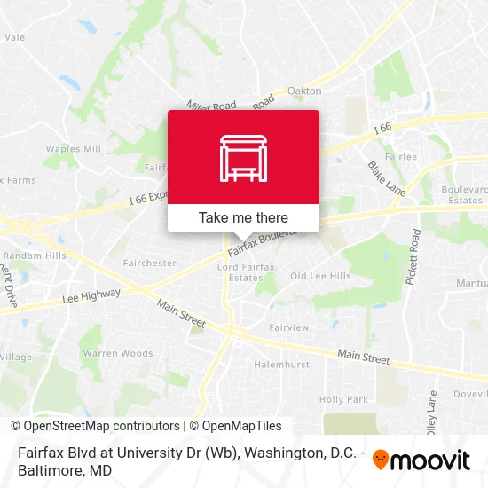 Fairfax Blvd at University Dr (Wb) map