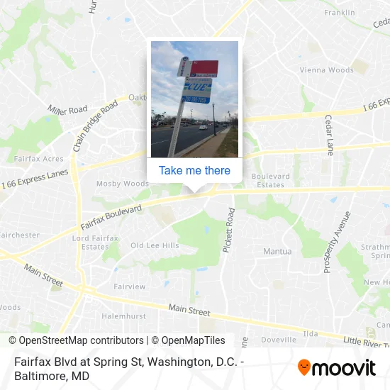 Fairfax Blvd at Spring St map