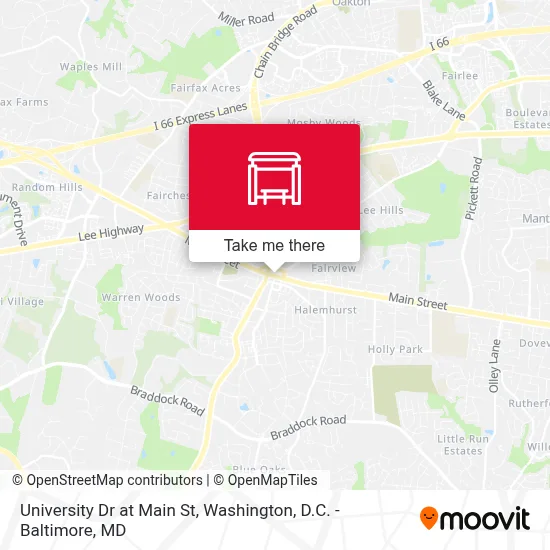 University Dr at Main St map