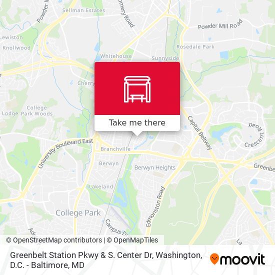 Mapa de Greenbelt Station Pkwy & S. Center Dr