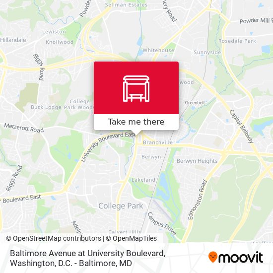 Mapa de Baltimore Avenue at University Boulevard