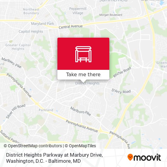 District Heights Parkway at Marbury Drive map