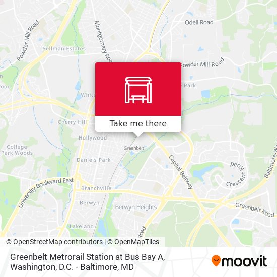 Mapa de Greenbelt Metrorail Station at Bus Bay A