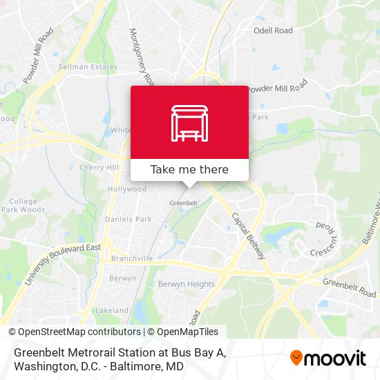 Greenbelt Metrorail Station at Bus Bay A map