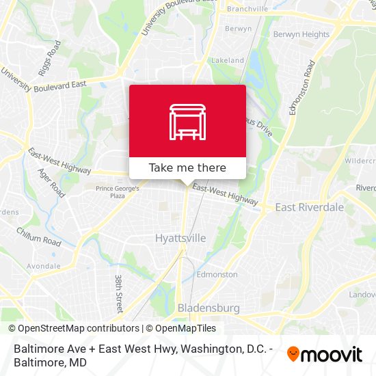 Baltimore Ave + East West Hwy map