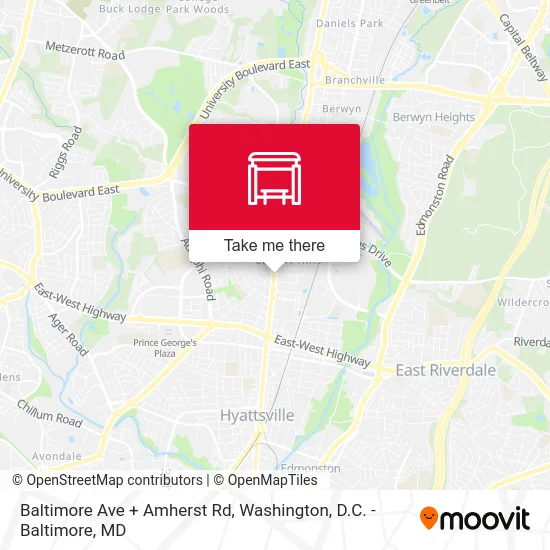 Baltimore Ave + Amherst Rd map