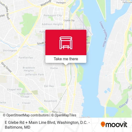 E Glebe Rd + Main Line Blvd map