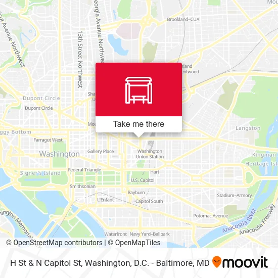 H St & N Capitol St map