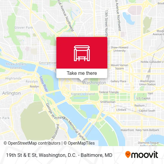 19th St & E St map