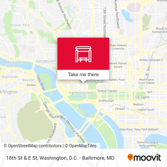 18th St & E St map