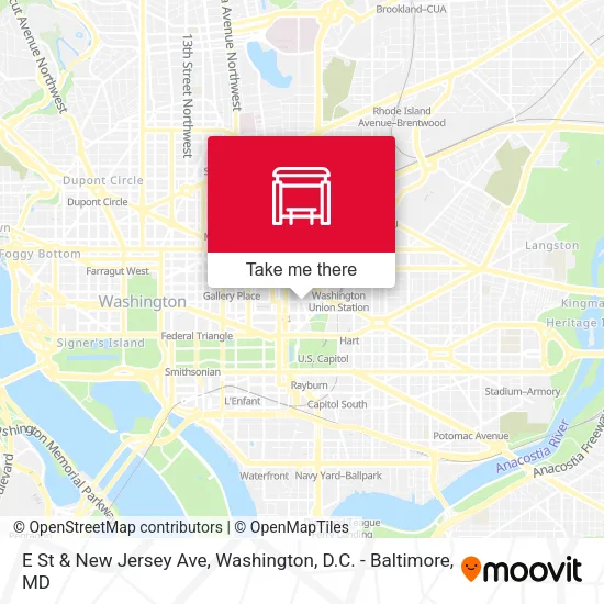 E St & New Jersey Ave map