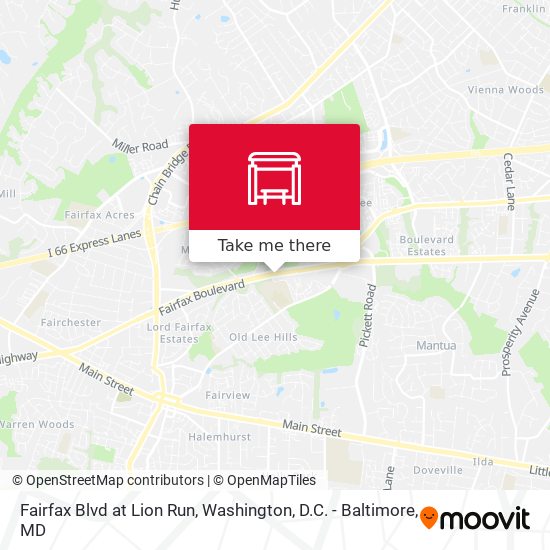 Fairfax Blvd at Lion Run map