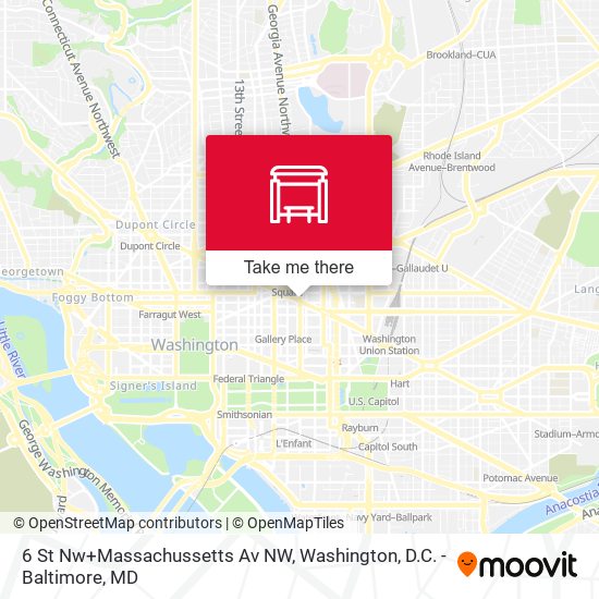 Mapa de 6 St Nw+Massachussetts Av NW