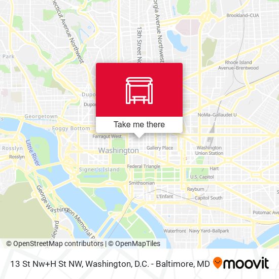 13 St Nw+H St NW map