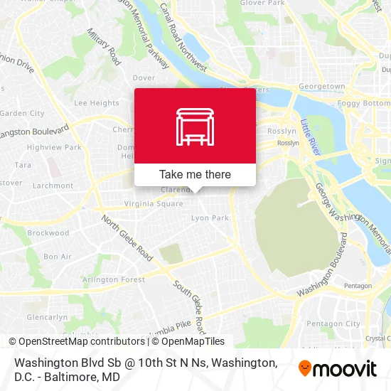 Washington Blvd Sb @ 10th St N Ns map