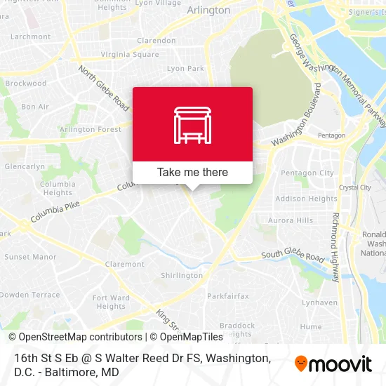 Mapa de 16th St S Eb @ S Walter Reed Dr FS