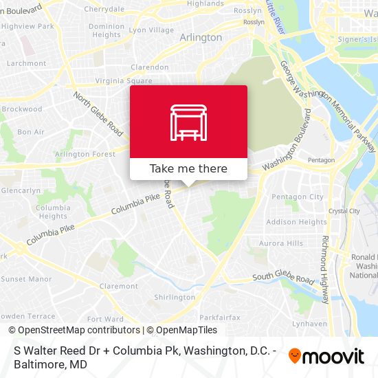 Mapa de S Walter Reed Dr + Columbia Pk