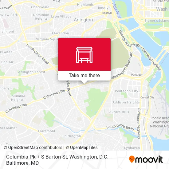 Columbia Pk + S Barton St map