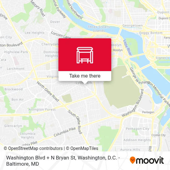 Washington Blvd + N Bryan St map