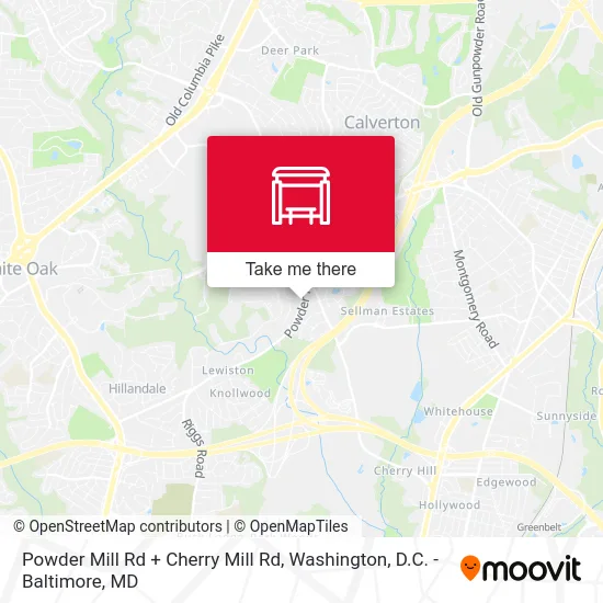 Powder Mill Rd + Cherry Mill Rd map