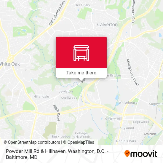 Powder Mill Rd & Hillhaven map