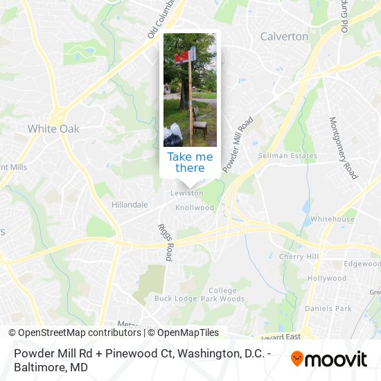 Mapa de Powder Mill Rd + Pinewood Ct
