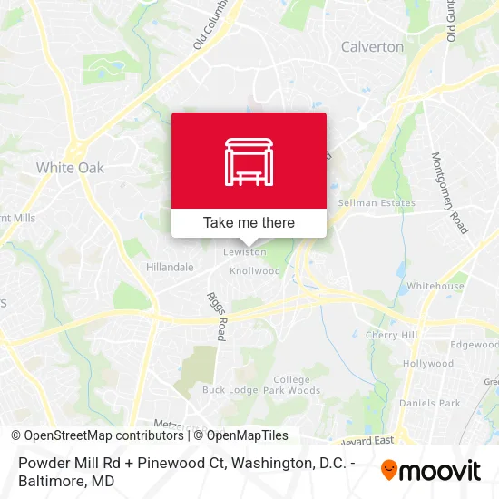 Powder Mill Rd + Pinewood Ct map