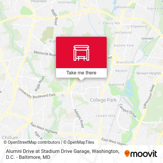 Alumni Drive at Stadium Drive Garage map