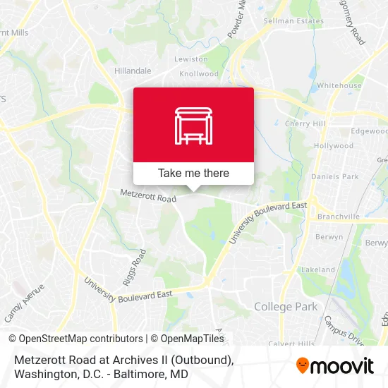 Metzerott Road at Archives II (Outbound) map