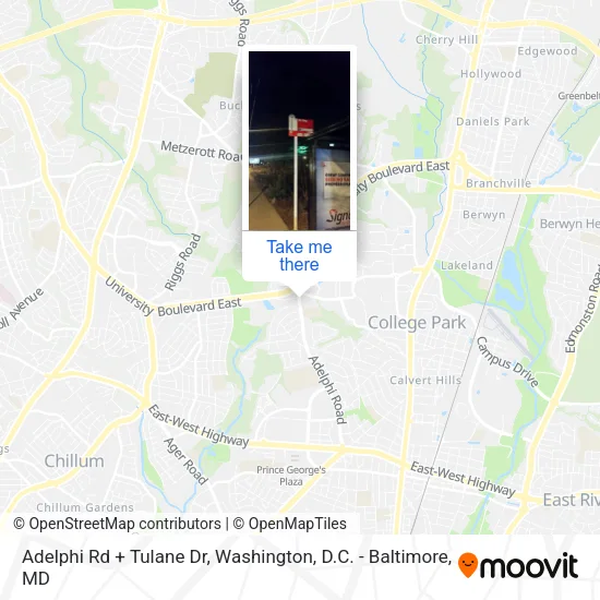 Adelphi Rd + Tulane Dr map