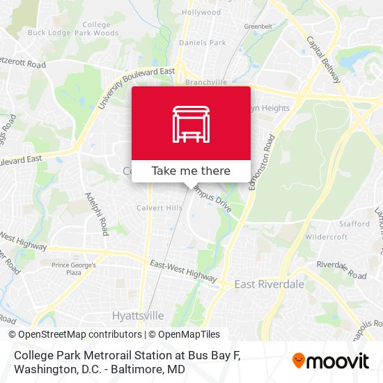 College Park Metrorail Station at Bus Bay F map