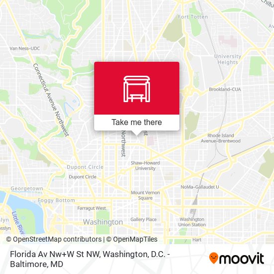 Florida Av Nw+W St NW map