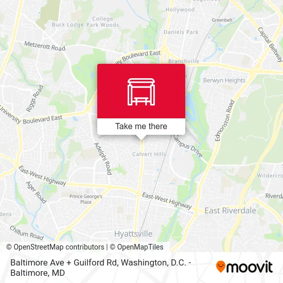 Baltimore Ave + Guilford Rd map