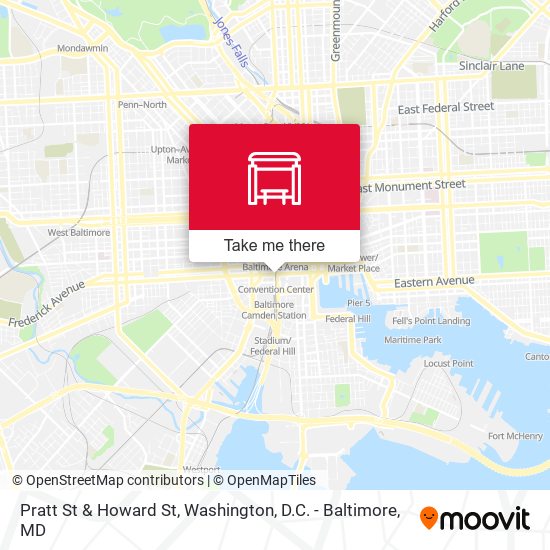 Pratt St & Howard St map