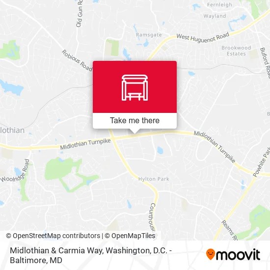 Midlothian & Carmia Way map