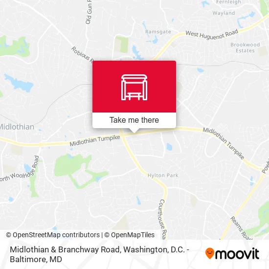Midlothian & Branchway Road map