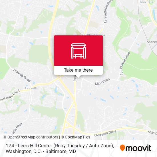 Mapa de 174 - Lee's Hill Center (Ruby Tuesday / Auto Zone)