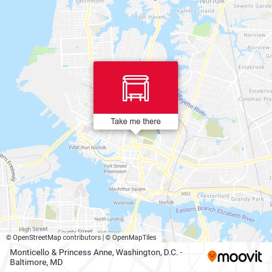 Monticello & Princess Anne map