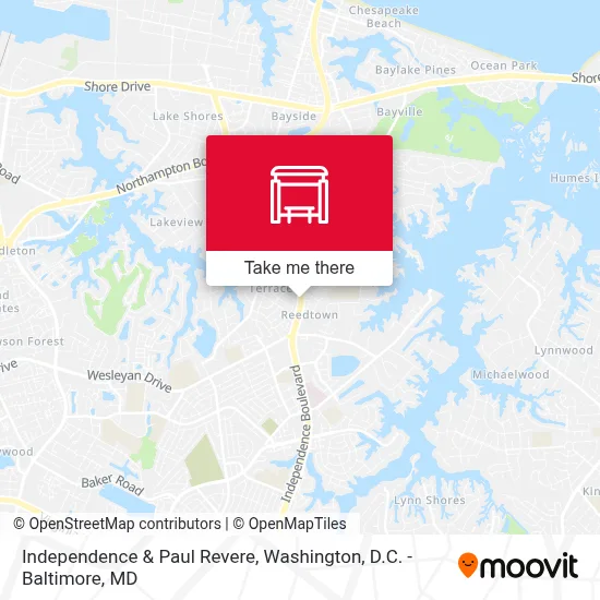 Independence & Paul Revere map