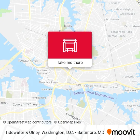 Tidewater & Olney map