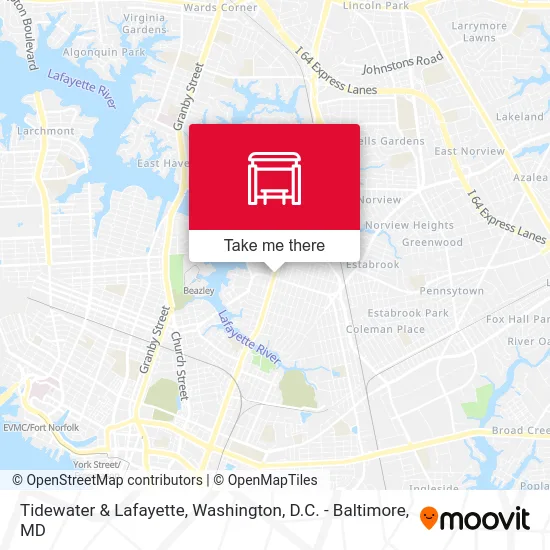 Tidewater & Lafayette map