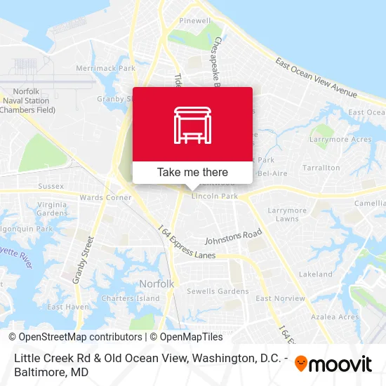 Little Creek Rd & Old Ocean View map