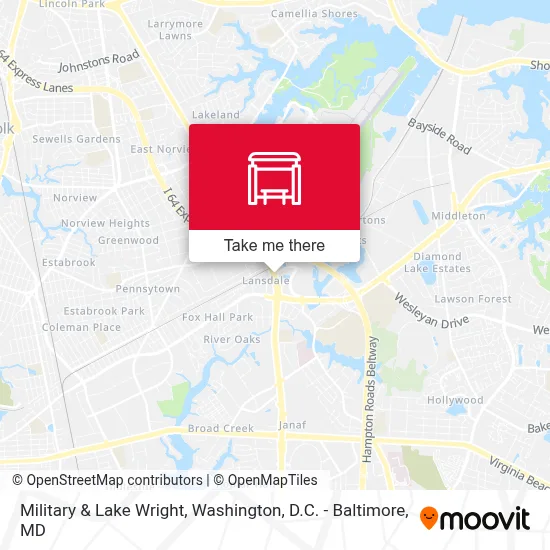 Military & Lake Wright map