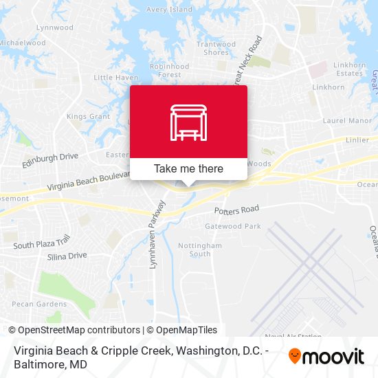 Virginia Beach & Cripple Creek map