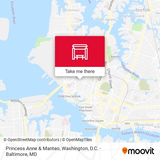 Mapa de Princess Anne & Manteo