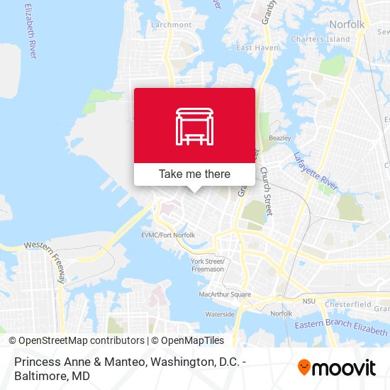 Mapa de Princess Anne & Manteo