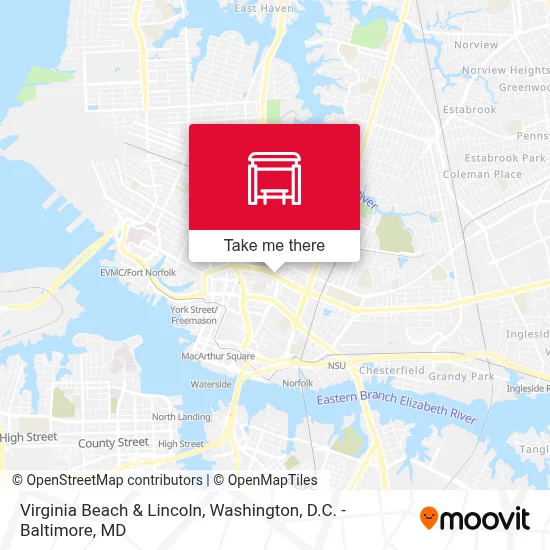 Virginia Beach & Lincoln map