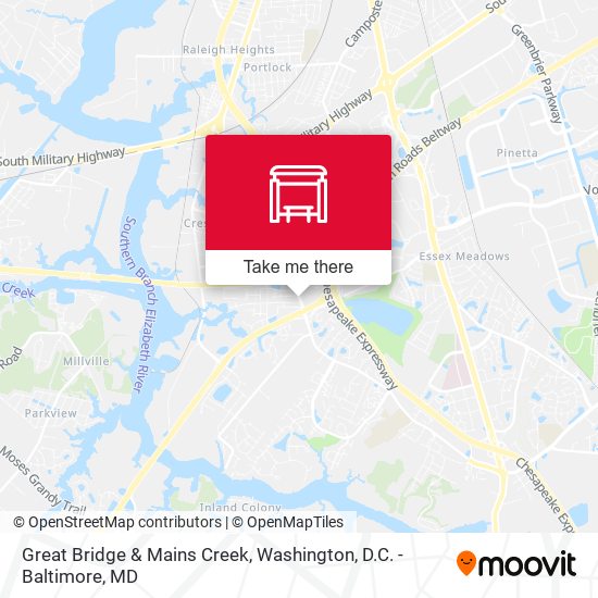 Great Bridge & Mains Creek map