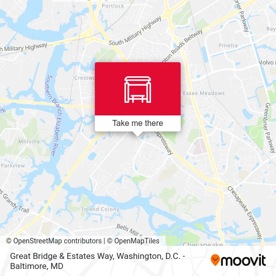 Great Bridge & Estates Way map