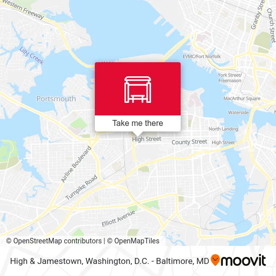 High & Jamestown map